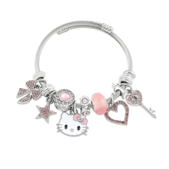 Hello Kitty Jewelry - Hello Kitty pink & silver charm bracelet